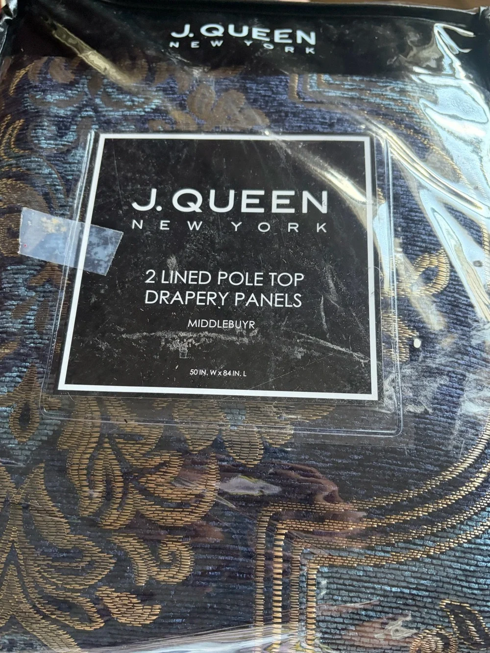 J. Queen New York Five Queens Court Manila Set of 2 Window Curtain Panels, Blue
